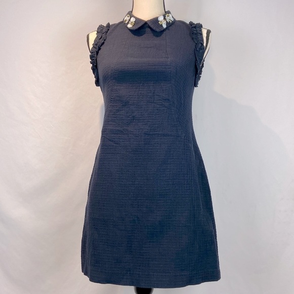 Zara Dresses & Skirts - Zara Trafaluc Mini Shift Size M Navy Sleeveless Dress With Sequin Bee